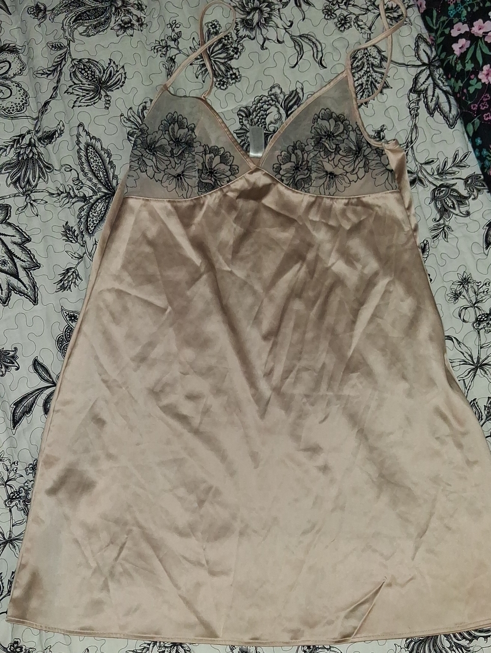 Wacoal Nude Satin Slip with Black Lace Bodice